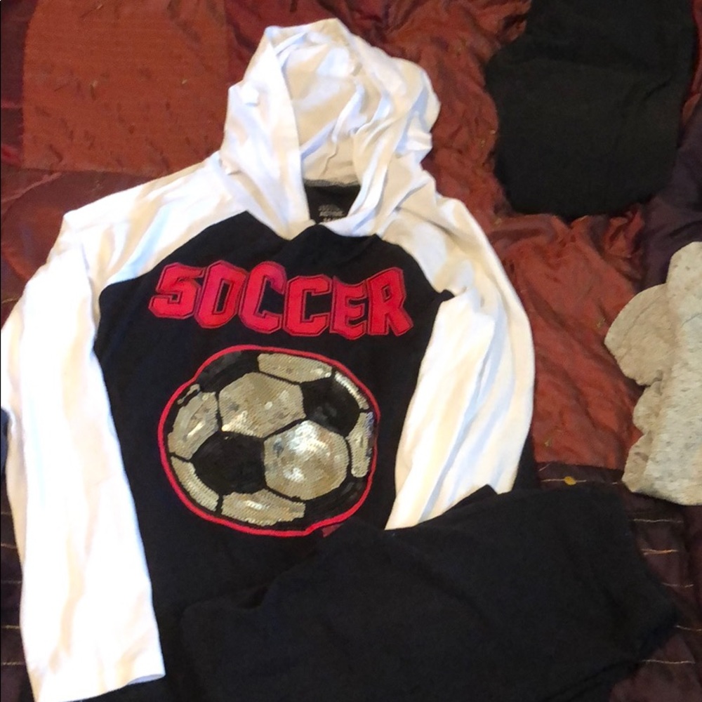 Justice long sleeve soccer hoodie and Leggings